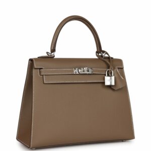 Hermes Kelly 25 Sellier Etoupe Epsom Palladium Hardware