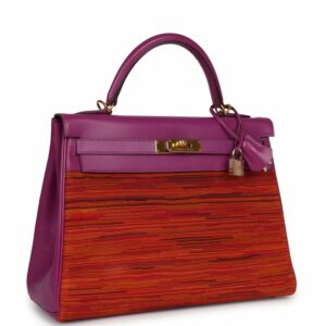 Hermes Kelly 32 Retourne Vibrato Cyclamen Box Gold Hardware