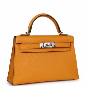 Hermes Kelly 20 Sellier Moutarde Chevre Mysore Palladium Hardware
