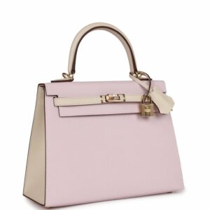 Hermes Kelly 25 Sellier Mauve Pale and Craie Epsom Permabrass Hardware