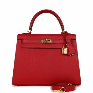 Hermes Kelly 25 Sellier Rouge Casaque Epsom Gold Hardware