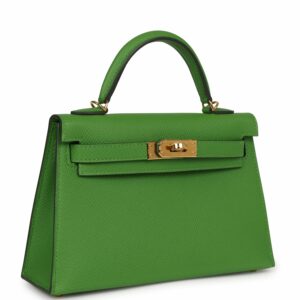 Hermes Kelly 20 Sellier Vert Yucca Epsom Gold Hardware