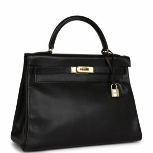 Hermes Kelly 32 Retourne Black Gulliver Gold Hardware