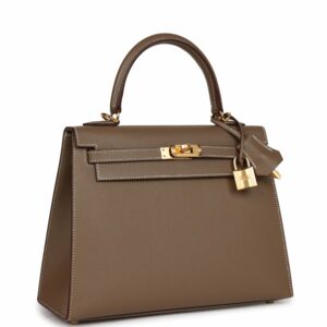 Hermes Kelly 25 Sellier Etoupe Epsom Gold Hardware