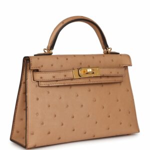 Hermes Kelly 20 Sellier Chai Ostrich Gold Hardware