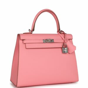 Hermes Kelly 25 Sellier Rose Confetti Epsom Palladium Hardware