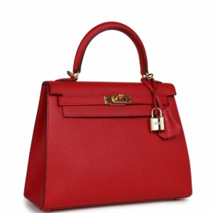 Hermes Kelly 25 Sellier Rouge Casaque Epsom Gold Hardware