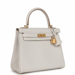 Hermes Kelly 25 Retourne Gris Pale Togo Gold Hardware