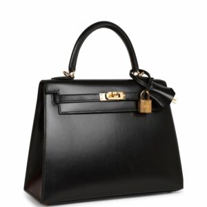 Hermes Kelly 25 Sellier Black Box Gold Hardware