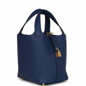 Hermes Picotin Lock 18 Bleu Saphir Clemence Gold Hardware