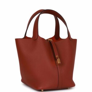 Hermes Picotin Lock 22 Rouge H Clemence Gold Hardware