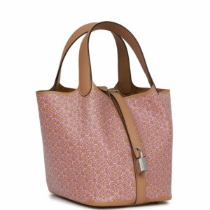 Hermes Picotin Lock 18 "Lucky Daisy" Chai Swift Palladium Hardware