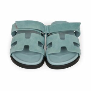 Hermes Chypre Sandals Bleu Suede 37