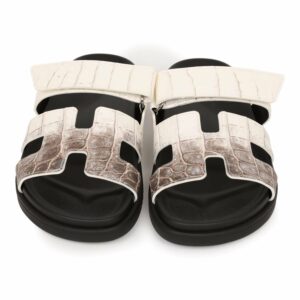 Hermes Chypre Sandals Himalaya Matte Crocodile Palladium Hardware 38