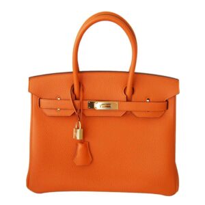 Hermes Birkin 30 Bag Orange Togo Leather