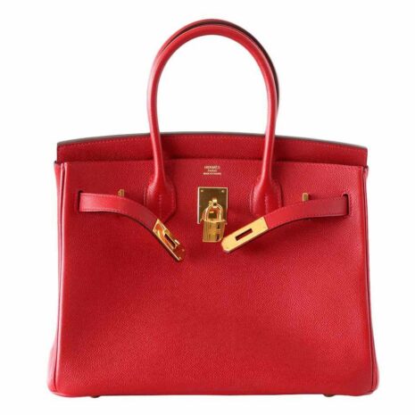 Hermes-Birkin-30-Rouge-Casaque-Used-Front-Open