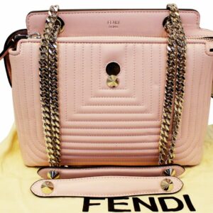 FENDI DOTCOM Click Quilted Lambskin Pink Leather Chain Shoulder Bag