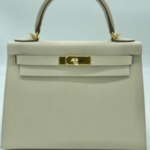 Hermes Kelly 28 Sellier Epsom Craie Gold Hardware