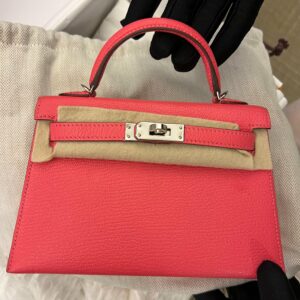 Hermes Kelly 20 Sellier Rose Lipstick Chevre Palladium Hardware