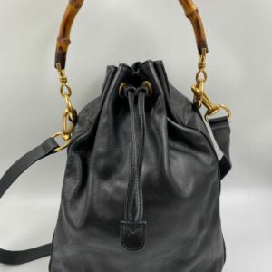 Gucci Black Bucket Bag with Bamboo Handles