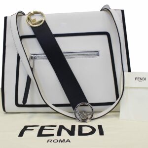 FENDI White Leather Runway Tote Bag