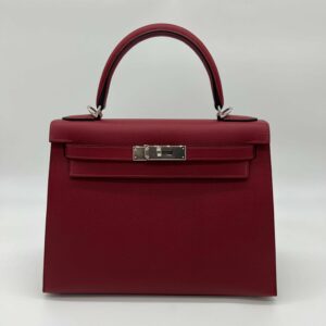 Hermes Kelly 28 Sellier Verso Veau Epsom AJ Rouge Grenat Rose Pourpre