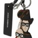 Dolce Gabbana Leather Dominico Stefano SICILY WESTERN Badge Keychain ONE SIZE Black