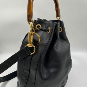 Gucci Black Bucket Bag with Bamboo Handles