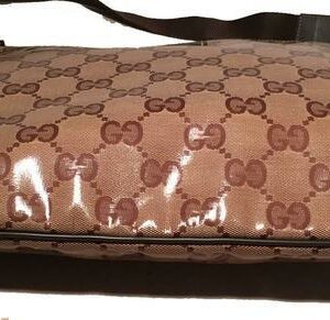Gucci XL Coated Monogram Canvas Slim Messenger Shoulder Bag