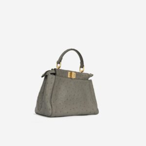 Fendi Mini Peekaboo - Grey Ostrich