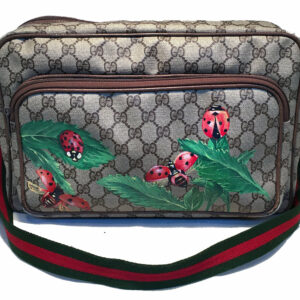 Gucci New Monogram Hand Painted Ladybug Reporter Messenger Shoulder Bag