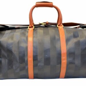 FENDI Black Stripes Boston Travel Bag