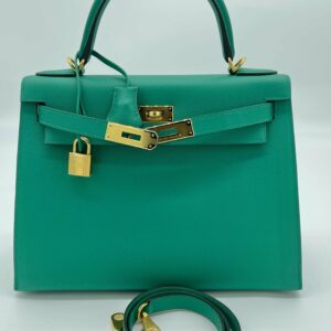 Hermes Kelly 28 Sellier Epsom Vert Jade Gold Hardware