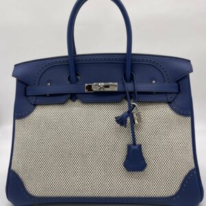 Hermes Birkin 35 Canvas Bleu de Prusse Palladium Hardware