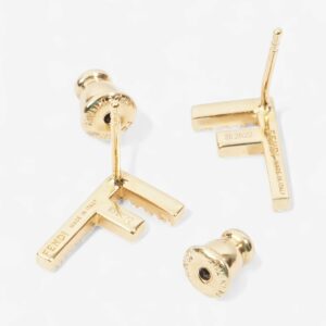Fendi F Crystal Earrings Gold / White Base Metal