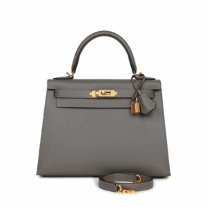 Hermes Kelly 28 Sellier Gris Meyer Epsom Leather
