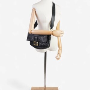 Fendi Baguette Black Lambskin Leather Large