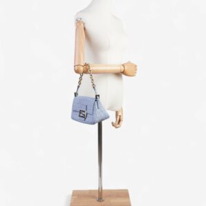 Fendi Mama Baguette Blue Canvas Mini
