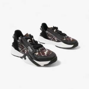 Fendi Flow Sneakers Black / White Canvas EU 38 UK 5