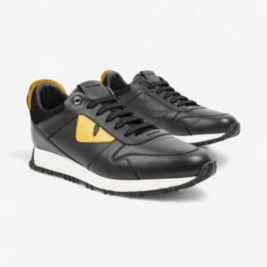 Fendi Monster Eyes Runner Black / Yellow / White Leather EU 42 UK 8