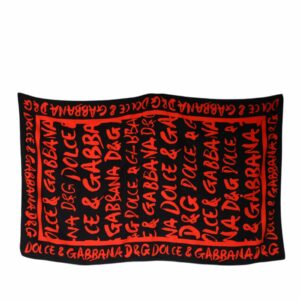 Dolce & Gabbana Silk Scarf Red Logo Print Women Black And Red Other ONE SIZE Black And Red