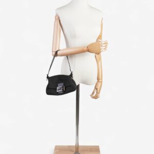 Fendi Mamma Baguette Black Canvas Mini