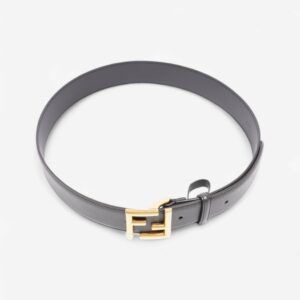 Fendi FF Motif Belt Dark Grey / Gold Leather 80cm / 32"