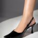 Womens leatherite slingback heel in black patent colour with metal cap square toe by JULKE