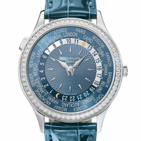 Patek Philippe Complications World Time Automatic Diamond Blue Dial Watch 7130G-014