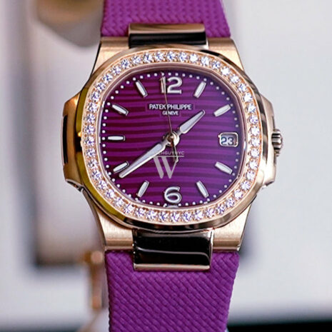 Patek Philippe Nautilus Diamonds Purple Dial Rose Gold Ladies Watch 7010R 7010R-013