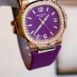 Patek Philippe Nautilus Diamonds Purple Dial Rose Gold Ladies Watch 7010R 7010R-013