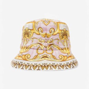 Fendi x Versace Fendace FF Baroque Bucket Hat Pink / Yellow / White Silk Medium