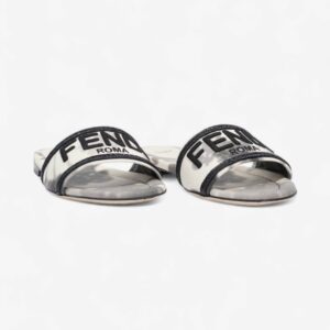 Fendi Logo Sandals Black / Grey / White Canvas EU 38 UK 5