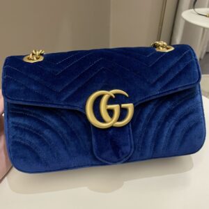 Gucci Marmont Flap Bag Dark Blue Velvet